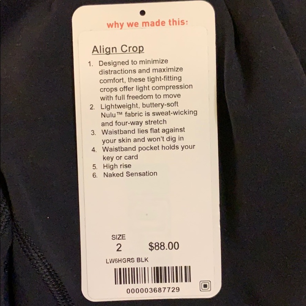 Lululemon Women’s Black Align Crop Leggings - Picture 6 of 6